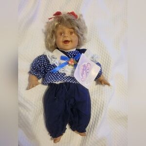 Expressions Navy Polka Dot Doll with Blonde Hair
